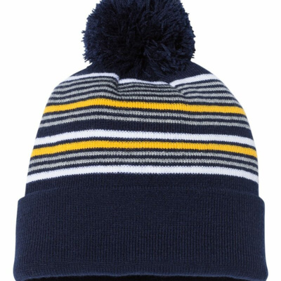 12" Striped Pom-Pom Cuffed Beanie Thumbnail
