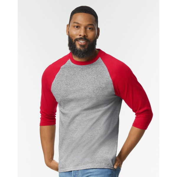 Unisex Heavy Cotton™ Raglan Three-Quarter Sleeve T-Shirt Thumbnail