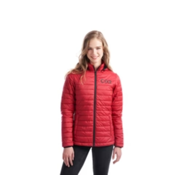 Ladies Lightweight Puffy Jacket with detachable hood Thumbnail