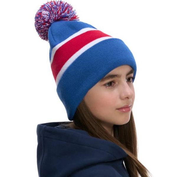 Striped Knit Cuff Toque with Pom-Pom Thumbnail