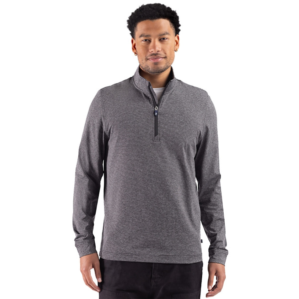Cutter & Buck Adapt Recycled Soft Knit Stripe Mens Quarter Zip Pullover Thumbnail