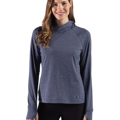 Cutter & Buck Adapt Recycled Soft Knit Stripe Womens Hooded Pullover Thumbnail