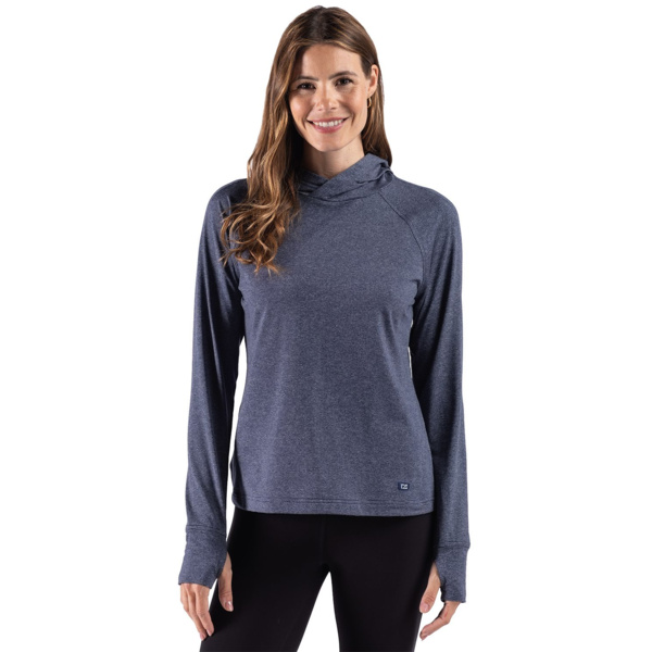 Cutter & Buck Adapt Recycled Soft Knit Stripe Womens Hooded Pullover Thumbnail