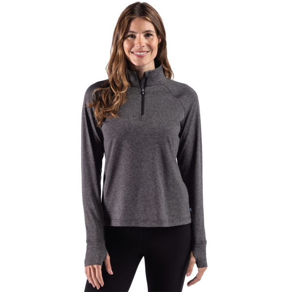 Cutter & Buck Adapt Recycled Soft Knit Stripe Womens Quarter Zip Pullover Thumbnail