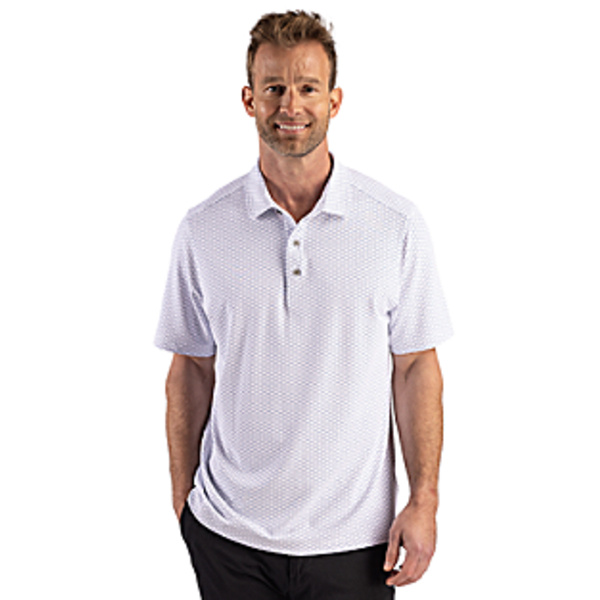 Cutter & Buck Virtue Recycled Hex Print Featherlight Pique Mens Big & Tall Polo Thumbnail