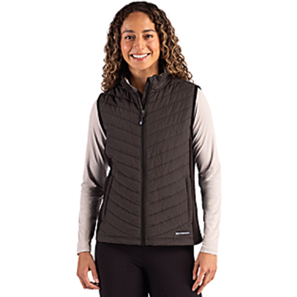 Cutter & Buck Woodland Epic Versatility Recycled Insulated Hybrid Fleece Womens Full Zip Vest Thumbnail