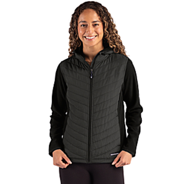 Cutter & Buck Woodland Epic Versatility Recycled Insulated Fleece Womens Hooded Full Zip Jacket Thumbnail