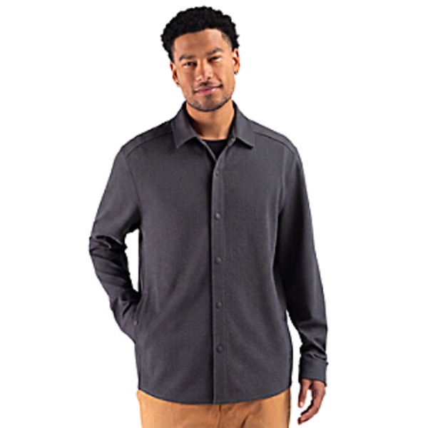 Cutter & Buck Drift Textured Knit Recycled Mens Shirt Jacket Thumbnail