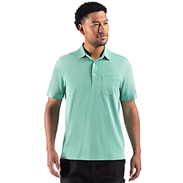 Cutter & Buck Virtue Recycled Heathered Featherlight Pique Mens Pocket Polo Thumbnail
