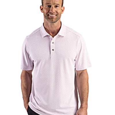 Cutter & Buck Virtue Recycled Hex Print Featherlight Pique Mens Polo Thumbnail