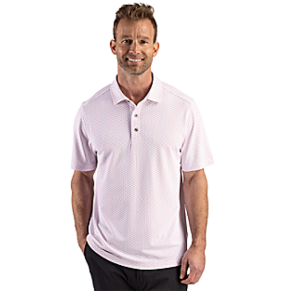 Cutter & Buck Virtue Recycled Hex Print Featherlight Pique Mens Polo Thumbnail
