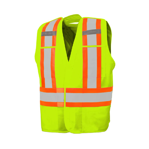 Hi-Vis 5 Pt. Tear-Away Solid Traffic Vest, 4 Pockets Thumbnail