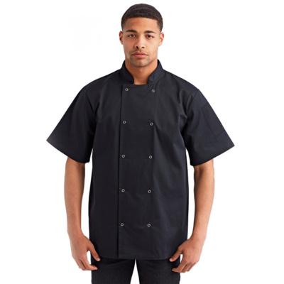 Unisex Studded Front Short-Sleeve Chef's Jacket Thumbnail